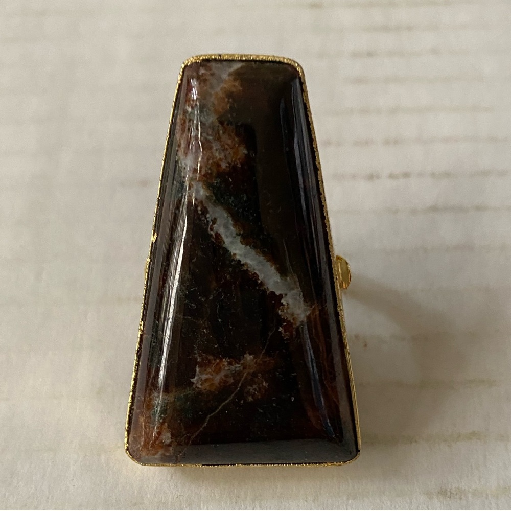 Ibis Jasper Large Gold Plated Ring